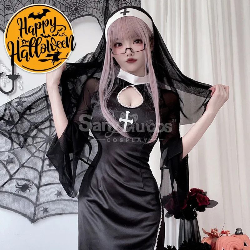 【In Stock】Halloween Cosplay Nun Cosplay Vampire Cosplay Gothic Black Costume Adult Stage Performance Cosplay Costume