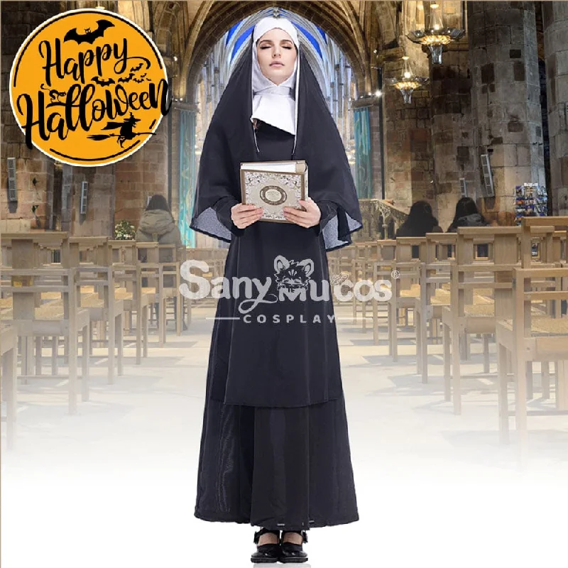 【In Stock】Halloween Cosplay Medieval Fashion Nun Cosplay Costume