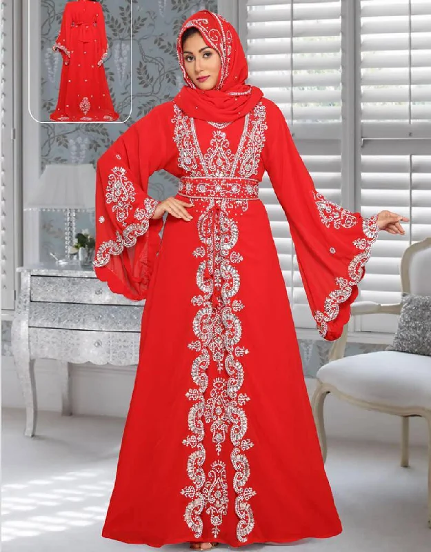 Morocan style kaftan With silver hand Embroidery