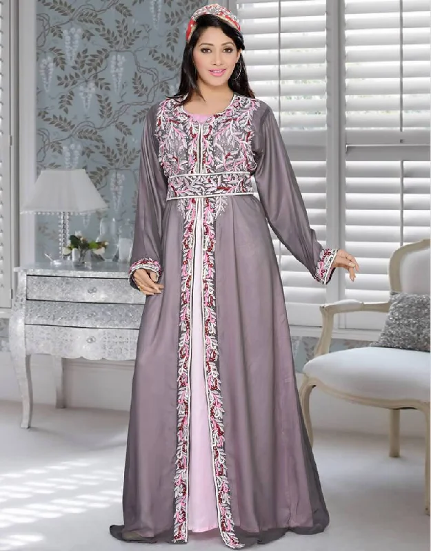 Moroccan Resham Work kaftan With Multi embroidery