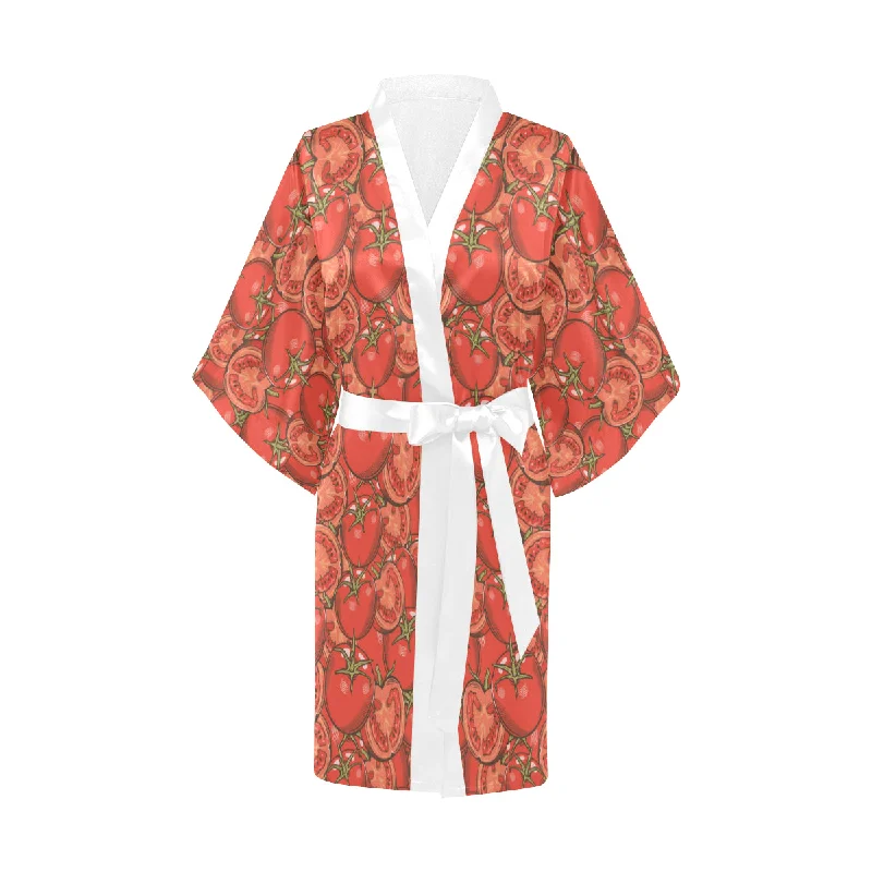 Red Tomato Pattern Women's Short Kimono Robe