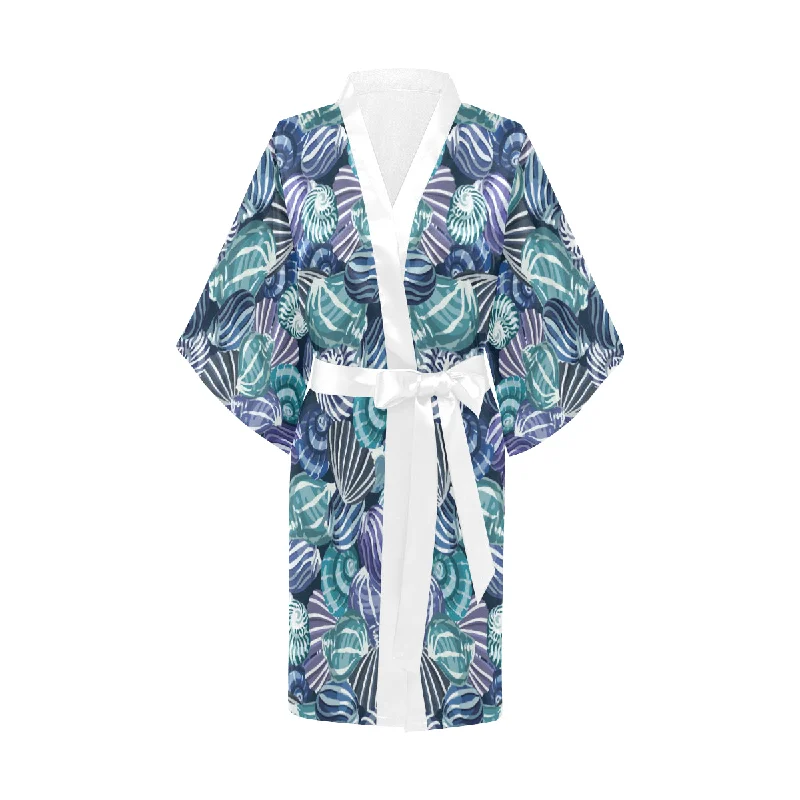 Shell design pattern Women's Short Kimono Robe