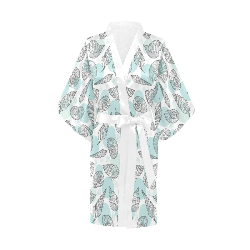 Shell polynesian tribal Women's Short Kimono Robe