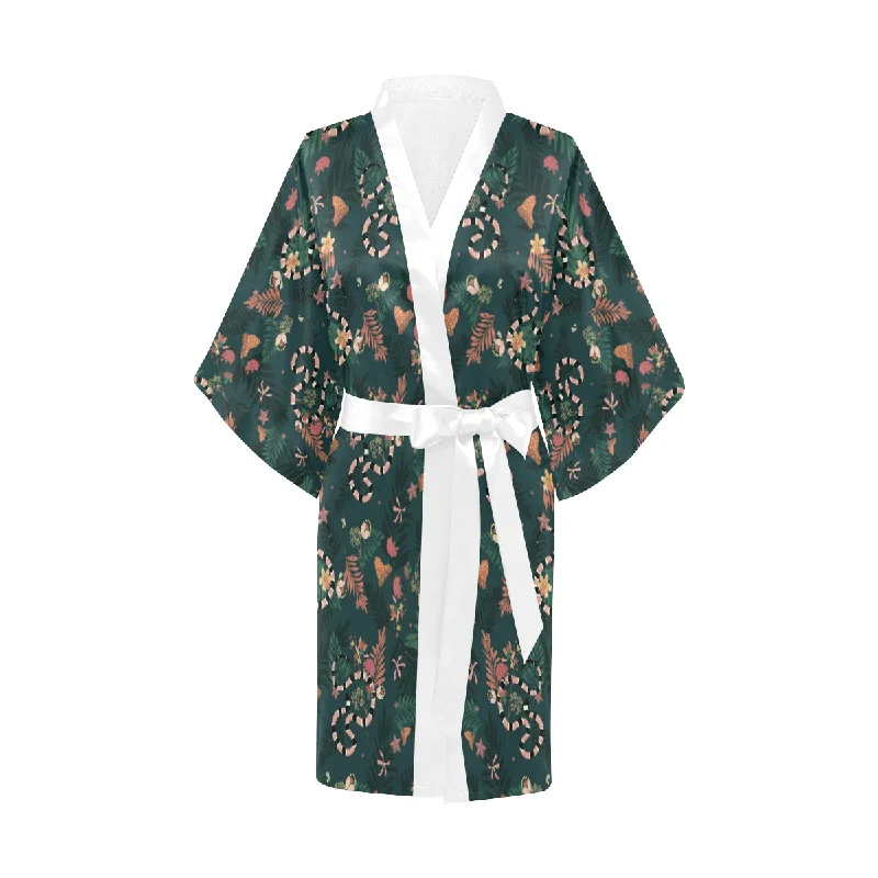 Snake forest pattern Women's Short Kimono Robe