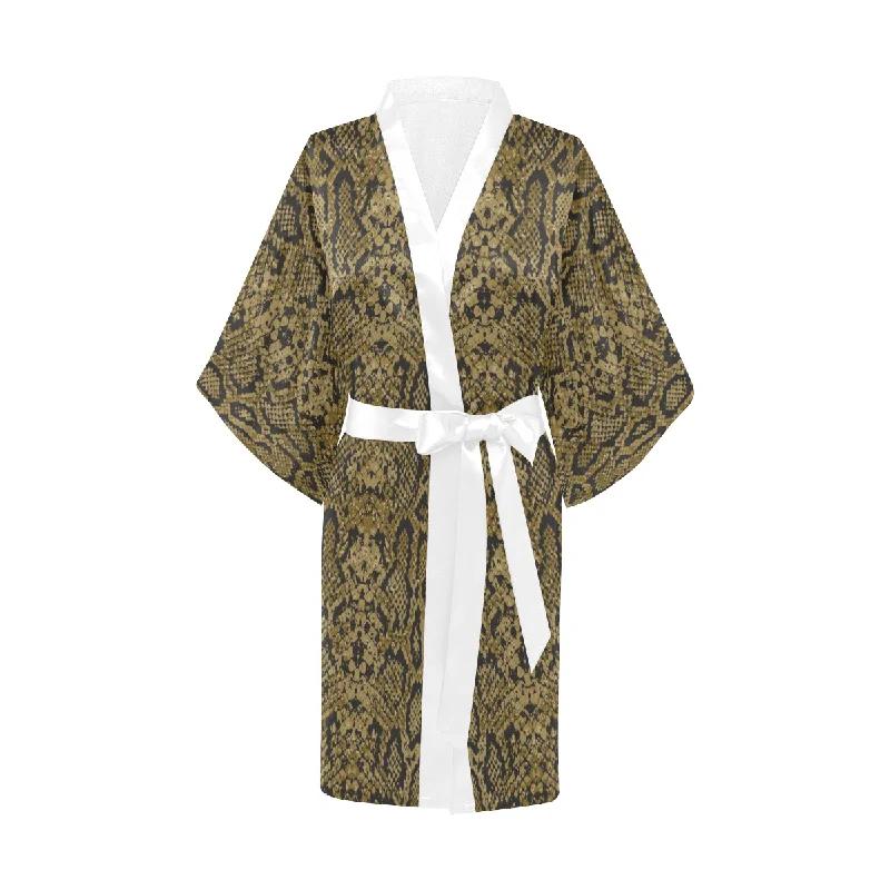 Snake skin pattern Women's Short Kimono Robe