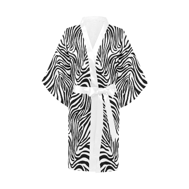 Zebra skin pattern Women's Short Kimono Robe