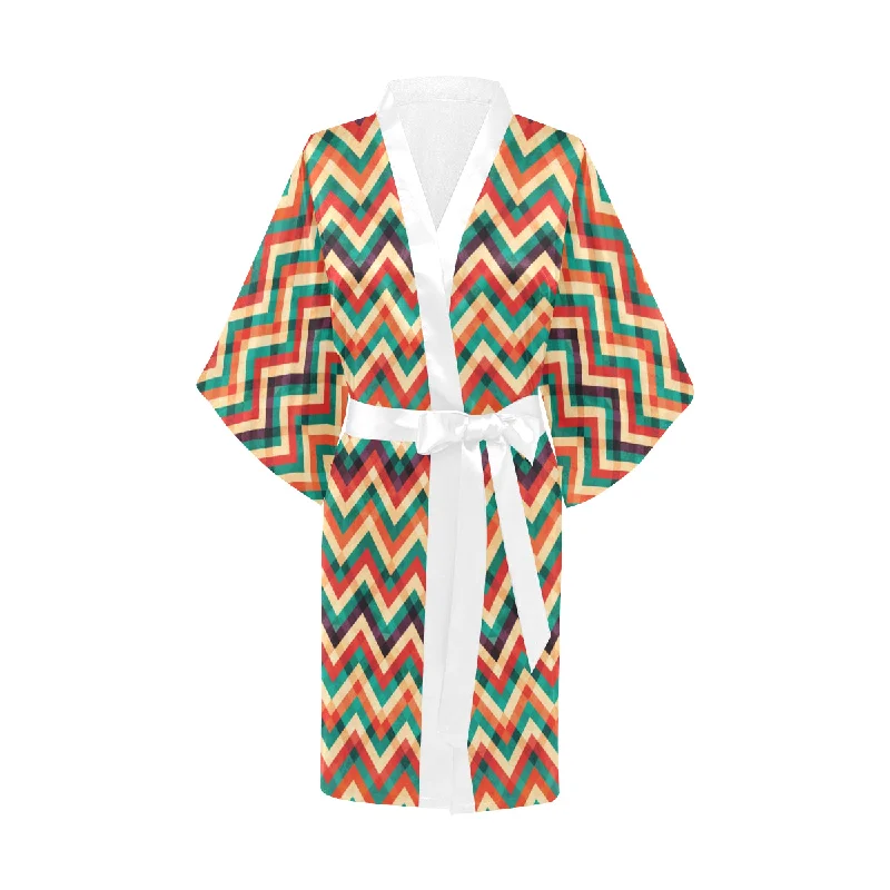 zigzag  chevron colorful pattern Women's Short Kimono Robe