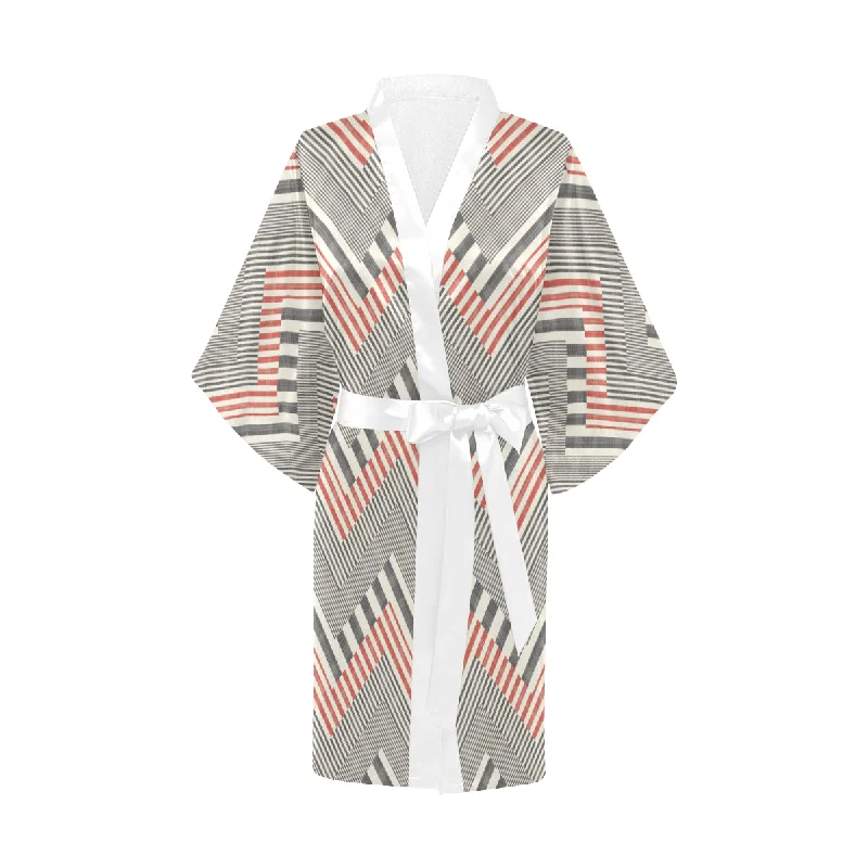 zigzag chevron striped pattern Women's Short Kimono Robe