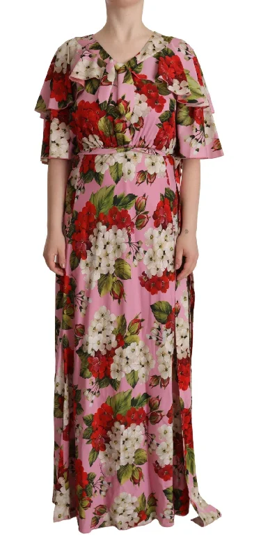 Dolce & Gabbana Enchanting Floral Silk Maxi Women's Dress